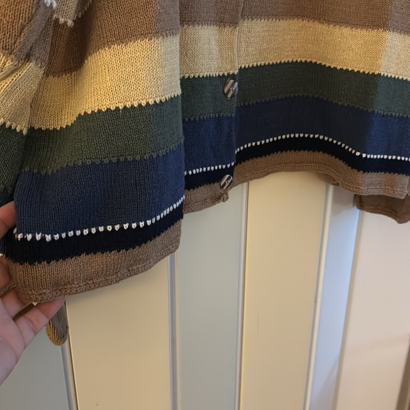 Women’s Colorful Striped Button Down Cardigan, 220 Hickory, size 2X - Picture 5 of 9